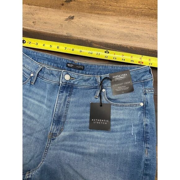 Simply Vera Vera Wang High-Waisted Straight Crop Jeans Mid Wash Denim Size 16 - Picture 7 of 10
